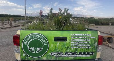 Brainard's Greenscapes truck loaded with fresh plants at a local Las Cruces nursery